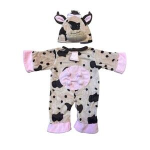 Cow Costume Infant Girl Brown Tan Pink Halloween Costume Two Piece 0-3 Months